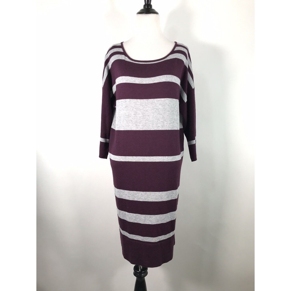 Tommy Bahama dress size S purple‎ gray wool blend striped sweater dress NWT